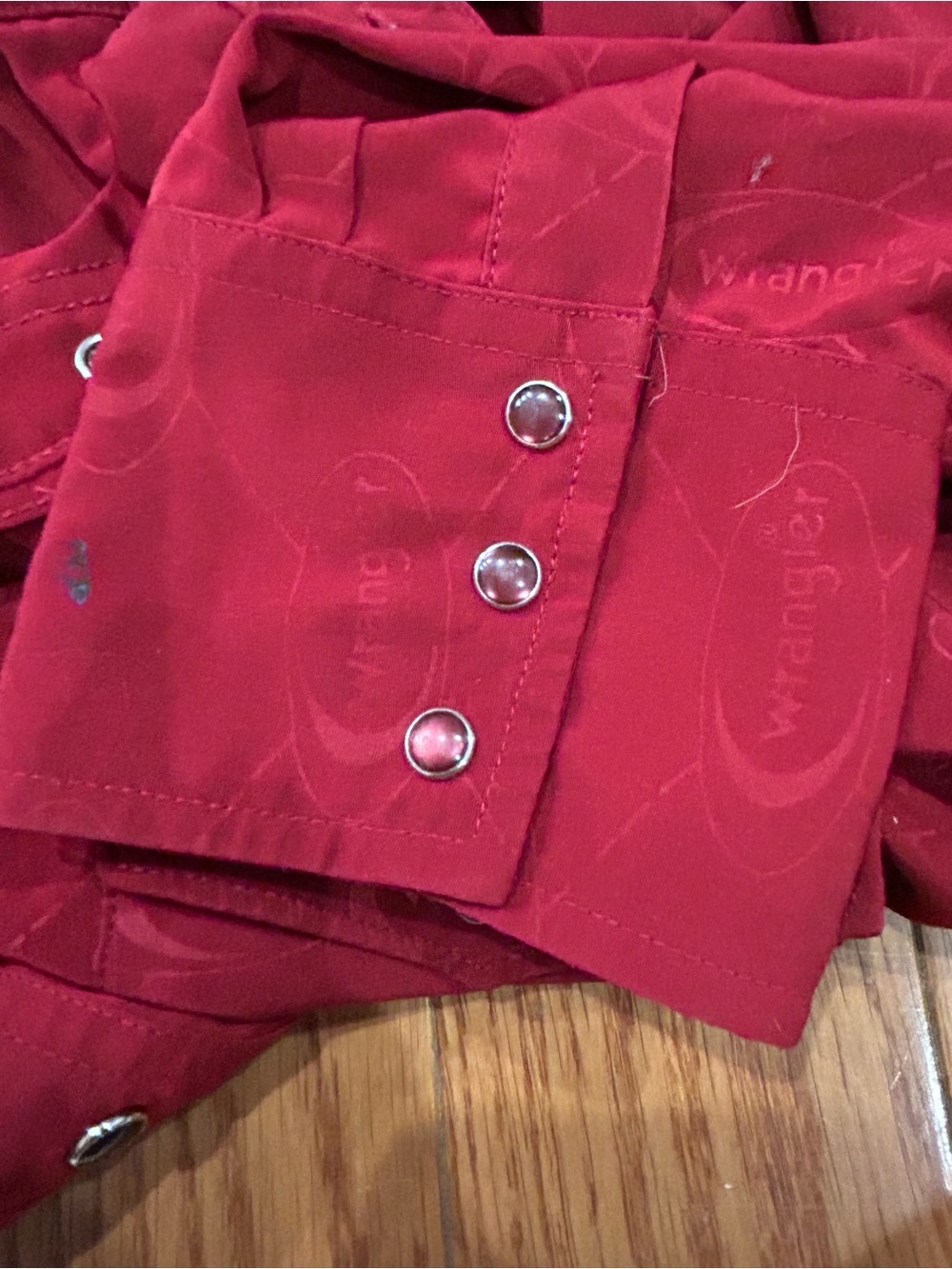 Vintage‎ Wrangler Pearl Snap Western Shirt Mens XL Red Monogram Jacquard Cowboy - Picture 6 of 8